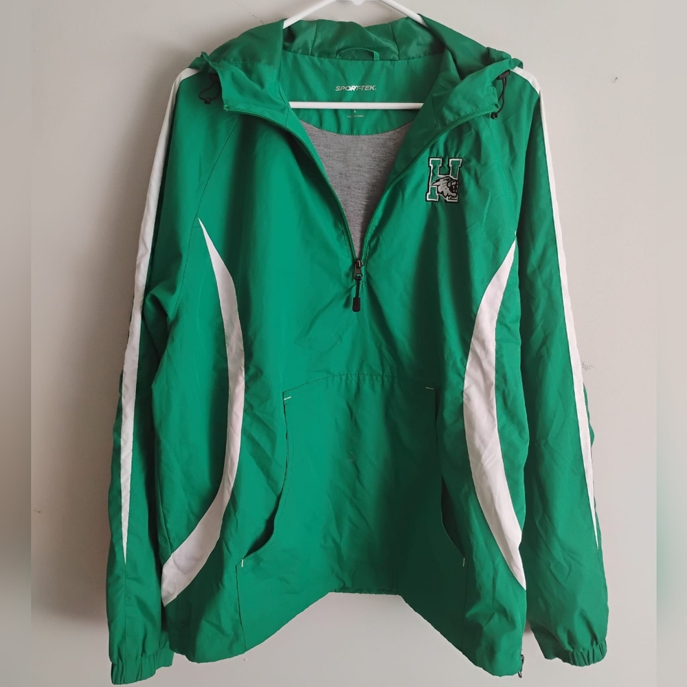 Green and White Sport-Tek Windbreaker